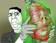 2soyjaks blood bloodshot_eyes brown_skin clothes dead decapitation distorted glove glowing glownigger gore hair hairy justin_mohn looking_away subvariant:scholar subvariant:suspicious_chudjak trend:glowie tshirt variant:chudjak variant:gapejak video // 938x728 // 666.3KB