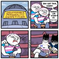 confused evil_intentions furry glasses meta smug soyjak_party stonetoss stubble subvariant:dr_soystein tranny variant:bernd variant:markiplier_soyjak variant:soyak wrestling // 1000x1000 // 490.9KB