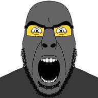 angry glasses open_mouth soot soot_colors soyjak_party stubble subvariant:cobson_front2 teeth // 800x800 // 21.7KB