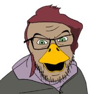 animal beak bird cartoon duck ducktales female glasses latino open_mouth soyjak soyteen stubble teen variant:feraljak // 860x860 // 162.6KB