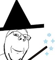 clothes hat magic smile soyjak sparkle subvariant:wholesome_soyjak variant:gapejak wand wizard_hat // 1024x1113 // 164.9KB