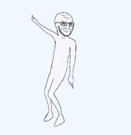 animated bald closed_mouth dance fortnite full_body glasses looking_to_the_right smile smirk smug soyjak stubble subvariant:soyak_(smug) transparent_background variant:soyak // 600x627 // 222.0KB