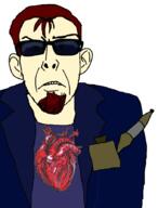animated catnip closed_mouth clothes ear frown glasses goatee green_eyes hair heart postal postal_2 postal_dude red_hair soyjak tinted_glasses variant:nojak video_game white_skin // 679x895 // 308.8KB