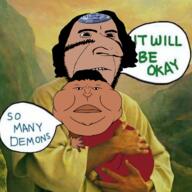 apu blanket brown_skin christianity clothes frog hat holding_object jesus judaism kippah pepe subvariant:hornyson variant:cobson variant:meximutt // 1221x1221 // 1.5MB