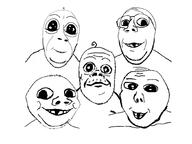 5soyjaks baby closed_mouth deformed glasses hair mustache smile soyjak stubble subvariant:emmanuel subvariant:gerald subvariant:jacobson subvariant:nathaniel variant:a24_slowburn_soyjak variant:cobson variant:david variant:gapejak // 1048x788 // 228.5KB