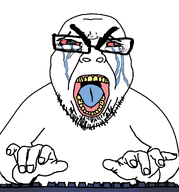 artist:pakistani_coal_miner bald bloodshot_eyes glasses keyboard looking_at_you open_mouth stubble subvariant:seethejak template typing variant:bernd yellow_teeth // 1906x2048 // 140.2KB