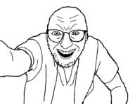arm clothes glasses smile soyjak stubble variant:walmartjak walmart white_background // 750x583 // 17.0KB