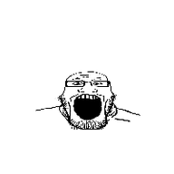 3dgifmaker animated glasses open_mouth soyjak stubble variant:markiplier_soyjak // 200x200 // 1020.2KB