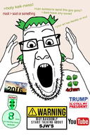 2016 4chan anime arm badge donald_trump glasses greentext hair hand moot open_mouth people's_populist_press sjw soyjak stubble variant:ppp yotsoyba youtube // 1000x1500 // 699.2KB