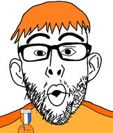 ear glasses hair open_mouth orange_hair soyjak soyzellig_party stubble variant:nojak zach zarty // 443x523 // 24.1KB