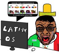 anime arch_linux argentina beaner blue_eyes brazil brown_eyes brown_hair brown_skin closed_eyes computer computer_mouse crying cuba flag:argentina flag:brazil flag:cuba flag:france flag:italy flag:mexico flag:portugal flag:romania flag:spain flag:venezuela france glasses green_eyes greg_(user) hair italy know_the_difference latin latino latinx meta:namefags mexico multiple_soyjaks mustache open_mouth portugal propeller_hat queen_of_hearts reaction romania sombrero spain stubble subvariant:muscular_chud subvariant:scholar text touhou tranny variant:bernd variant:chudjak variant:gapejak variant:impish_soyak_ears variant:rupturejak venezuela video_game wetback white_skin yellow_hair // 779x751 // 130.3KB
