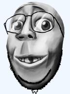 artist:cannedpocket big_head deformed full_body glasses realistic smile soyjak stubble subvariant:emmanuel subvariant:wholesome_soyjak transparent_background variant:gapejak // 600x800 // 256.9KB
