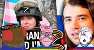 GuyinanAvenger_(user) GuyinanAvenger_collection angry black_skin blue_shirt brown_skin flag:russia flag:transgender_pride_flag flag:ukraine glasses hair holding_breath looking_up makeup nfkrz nose pig queen_of_spades red_skin russia soyjak spade stubble thumbnail tranny ukraine variant:a24_slowburn_soyjak variant:bernd variant:childut youtube z_(russian_symbol) // 1372x738 // 1.4MB
