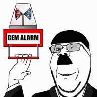 adolf_hitler alarm animated arm clothes gem glasses hair hand holding_object necktie police_light smile soyjak soyjak_party stubble subvariant:wholesome_soyjak suit text variant:gapejak wink // 454x498 // 267.3KB