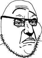 angry closed_mouth glasses punisher_face soyjak stubble variant:smugjak // 554x772 // 34.9KB