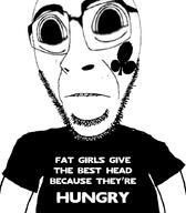 biting_lip black_shirt closed_mouth clothes clubs distorted facial_mark fat_fetish glasses looking_to_the_left soyjak stubble subvariant:hornyson subvariant:science_lover tshirt variant:cobson variant:markiplier_soyjak white_background // 787x900 // 212.3KB