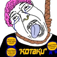 accessory ack alyssa_mercante award badge glasses hair hanging journalist kotaku piercing pink_hair ribbon rope soyjak text tongue tranny variant:bernd // 1024x1024 // 408.7KB