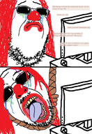 4chan animaterr_man b_(4chan) clown computer glasses hanging logposter makeup open_mouth red_hair rope soyjak stubble suicide sunglasses text variant:bernd variant:gapejak // 996x1452 // 425.1KB