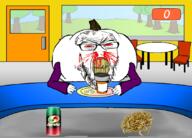 angry arm bloodshot_eyes bug clenched_teeth closed_mouth glasses hungry_pumkin meds soyjak sproke stubble subvariant:feralrage variant:feraljak video_game yellow_teeth // 1078x776 // 295.3KB