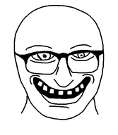 crazed glasses insane no_stubble smile teeth variant:unknown white_background // 450x517 // 4.3KB