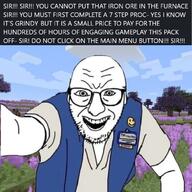 arm closed_mouth clothes glasses gregtech meme minecraft modding open_mouth smile soyjak stubble text tree uniform variant:walmartjak walmart // 711x710 // 67.5KB