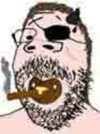 baby babyjak big_boss brown_hair cigar eyepatch glasses hair metal_gear pacifier small_eyes soyjak stubble variant:gapejak video_game white_skin // 93x125 // 3.2KB