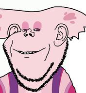 angel_dust closed_mouth ear faggot gay hazbin_hotel pink_hair purple_eyes smile stubble variant:impish_soyak_ears // 460x500 // 86.3KB