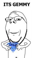 2soyjaks arm body eyebrows gem gemmy glasses hand holding_gem holding_object its_gem nose smile soyjak stubble subvariant:wholesome_soyjak template text variant:gapejak white_background wholesome // 676x1200 // 91.5KB