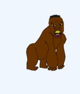 angry animal ape black_skin full_body glasses gorilla monkey open_mouth red_lips series:animaljaks sheeeit soyjak stubble subvariant:feralnigger tyrone variant:feraljak yellow_sclera yellow_teeth // 4760x5600 // 885.9KB