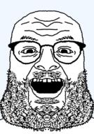 beard front_facing glasses looking_at_you mustache open_mouth soyjak stubble template transparent_background variant:its_out_get_in_here // 500x719 // 66.4KB