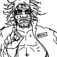 angry buff clenched_teeth closed_mouth clothes doctor glasses hair hand holding_object pill redraw soyjak stubble subvariant:dr_soystein variant:markiplier_soyjak // 400x400 // 50.3KB