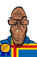 award booger brown_skin crying european flag flag:Åland glasses hair mucus mutt red_eyes soyjak stubble subvariant:euromutt sweater variant:markiplier_soyjak Åland // 591x900 // 26.7KB