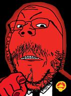 angry china clenched_teeth closed_mouth clothes communist_party_of_china earpiece frown glasses glowie glowing hand mustache necktie pointing pointing_at_viewer red soyjak stubble suit variant:gapejak // 592x799 // 181.5KB