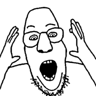 alternate animated evolution glasses hand hands_up open_mouth soyjak stubble variant:ppp // 811x1000 // 327.3KB