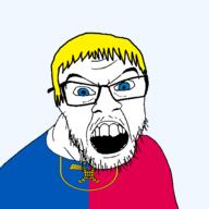 blue_eyes clothes country flag flag:khmelnytskyi_oblast glasses hair khmelnytskyi_oblast mustache oblast open_mouth soyjak stubble teeth transparent transparent_background ukraine variant:feraljak yellow_hair // 1500x1500 // 90.4KB