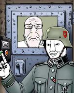 beard button gas gas_chamber germany glasses hair nazism pressing_button sad sick smile soldier stahlhelm unhappy variant:chudjak variant:markiplier_soyjak // 560x705 // 572.9KB