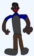 arm artist:crimsonvoidhydra1488 bloodshot_eyes blue_shirt brown_skin closed_mouth crying full_body glasses hair jartycuck jartypedo nigger red_lips redraw shitskin smile subvariant:jartycuck variant:chudjak // 247x408 // 7.2KB