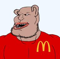 amerimutt brown_eyes clothes ear mcdonalds mutt_lips red_shirt series:fusionjaks series:muttverse stubble subvariant:mexiaryan subvariant:revmutt variant:meximutt // 886x872 // 19.7KB