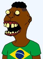 afro brapzilian brazil brown_skin cross_eyed derp ear flag flag:brazil hair huehuehue laughing open_mouth subvariant:brazilmutt variant:meximutt yellow_sclera yellow_teeth // 589x798 // 71.9KB