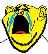 closed_eyes crying ear emoticon open_mouth soyjak stubble tongue variant:impish_soyak_ears yellow_skin 😭 // 280x317 // 30.7KB