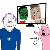animal azov_battalion beard chechen_penis chechnya flag glasses lipstick looking_at_you marichka monitor mouse mustache nato open_mouth pig pink_skin pointing pregnant queen_of_spades russia russo_ukrainian_war smug subvariant:massjak tranny ukraine variant:bernd variant:chudjak variant:gapejak zog // 1000x1000 // 334.5KB