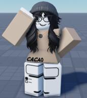 BRIMMIEST_COMMENTS_SECTION☣️☣️☣️_DO_NOT_ENTER☣️☣️☣️ arms_behind beanie blue_background dress glasses hair happy holding_glasses jumping pose roblox roblox_studio smile variant:soytan white_skin // 643x720 // 492.8KB