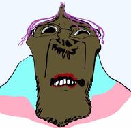 bloodshot_eyes brown_troonjak cry open_mouth rope soyjak suicide tongue trend:slopjak variant:bernd // 1024x1000 // 161.9KB