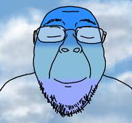 background calm closed_eyes closed_mouth cloud eyebrows glasses gradient sky soyjak stubble variant:bernd // 1200x1125 // 925.2KB