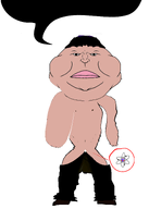 black_hair braphog braptoko countrywar fat greg_(user) meta:namefags mutant narrow_clavicles pants_down shoe speech_bubble variant:meximutt velcro_hair yellow_sclera // 1652x2311 // 270.9KB