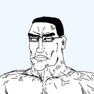 buff chest chud closed_mouth ear eyes glasses hair jaw jawline lips mewing muscles muscly soyjak subvariant:perceptive_chud template transparent_background variant:chudjak vein veiny // 799x799 // 18.4KB