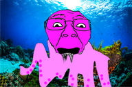 animal distorted eyebrows gaping_mouth glasses octopus purple_skin underwater variant:bernd // 1536x1004 // 2.0MB