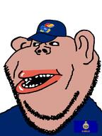 amerimutt baseball_cap brown_skin cap clothes ear hat jayhawk kansas open_mouth soyjak stubble subvariant:impish_amerimutt variant:impish_soyak_ears // 598x800 // 42.7KB