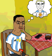 argentina blond blue_eyes brown_skin chair coca_cola coke phone sitting subvariant:unbotheredchud table thought_bubble variant:chudjak // 712x760 // 43.9KB