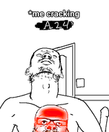 2soyjaks blush glasses red_skin soyjak stubble text variant:a24_slowburn_soyjak variant:crackinglabubu // 396x480 // 21.7KB